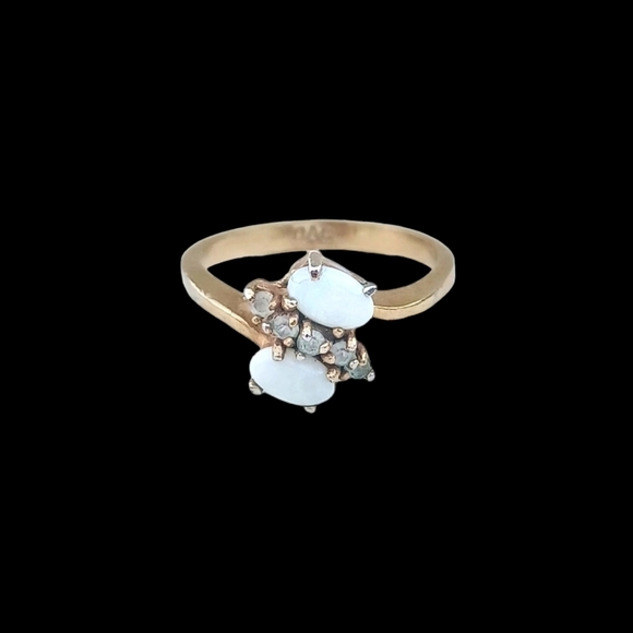 DAC White Stone and CZ Gold Ring (VTG) - Picture 6 of 9